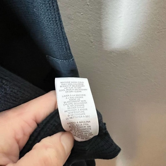 Michael Kors Quarter Zip Pullover Mens MEDIUM Navy Blue Elbow Patch Waffle Knit - Picture 7 of 7